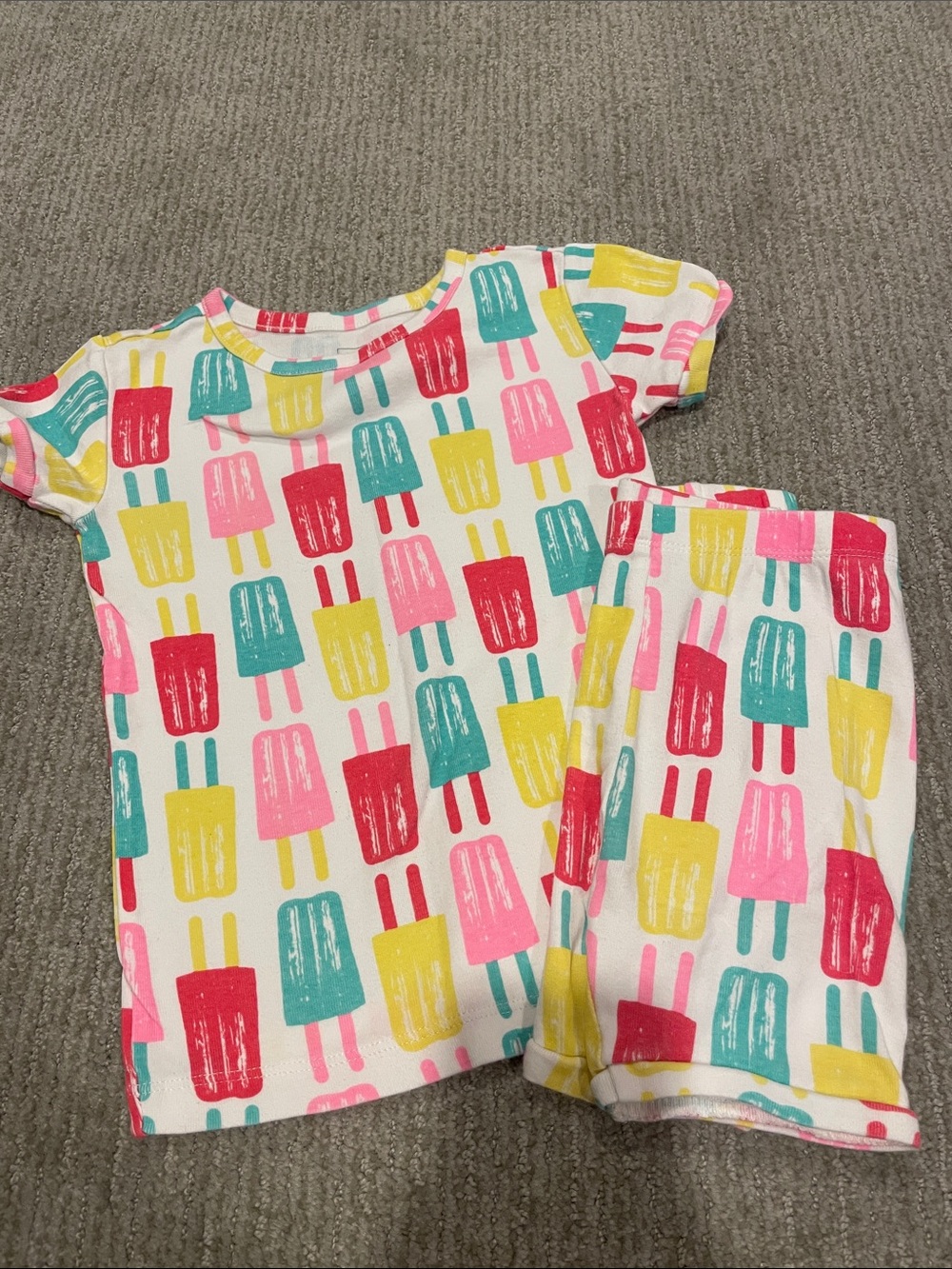 GAP Kids Popsicle Short Sleeve Pajama Set - White with Pink, Teal & Yellow